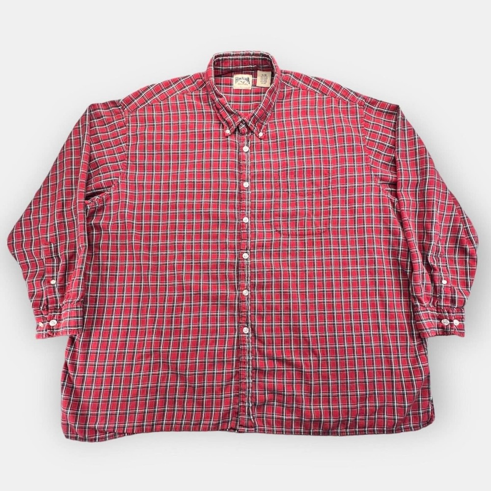 Vtg Himalaya Outfitters Soft Flannel Shirt Mens 3X Big Red Plaid Long Sleeve